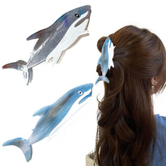 Heogacinlia front view blue shark clips showcasing playful design and secure hold
