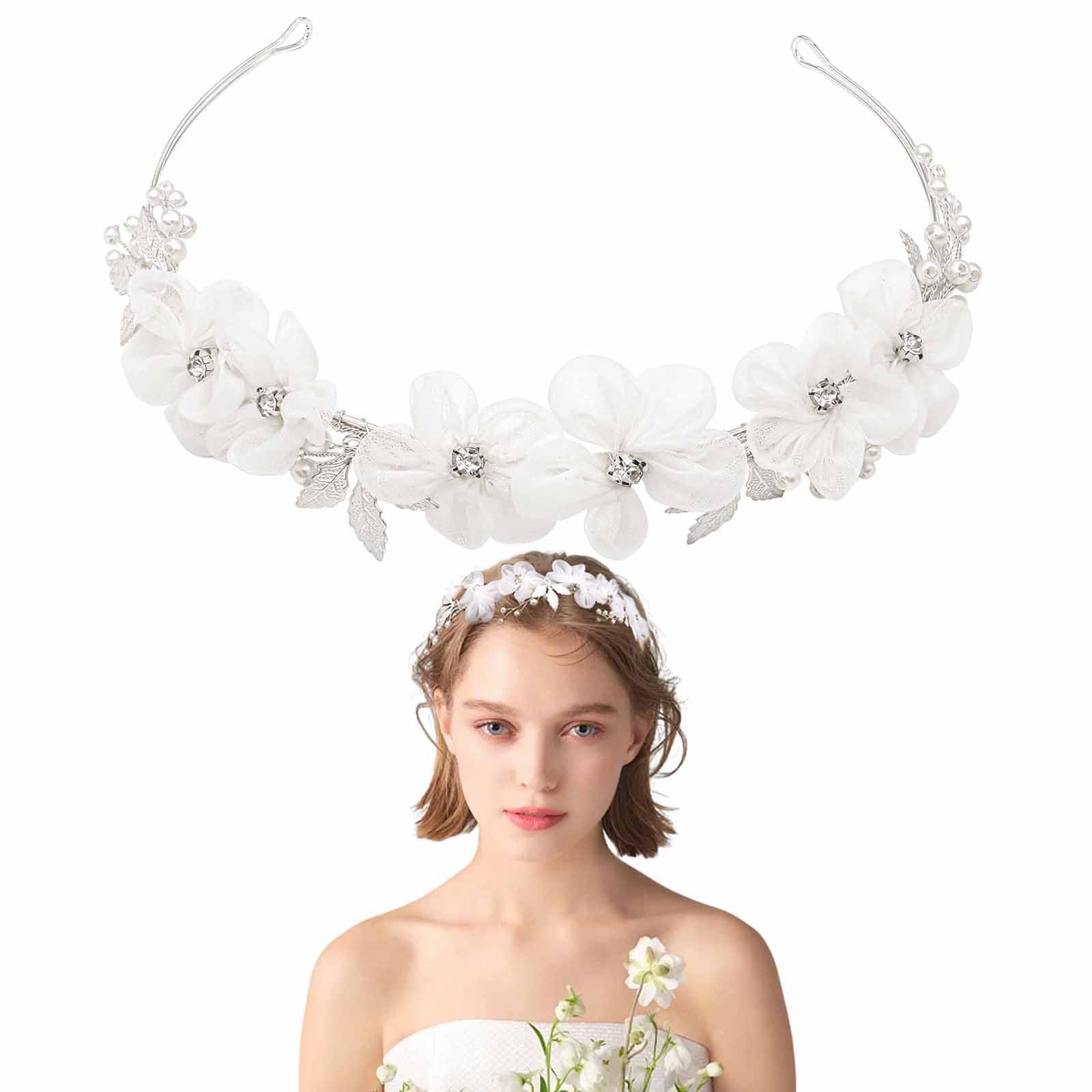 Heogacinlia front view headband showing elegant bridal styling benefit
