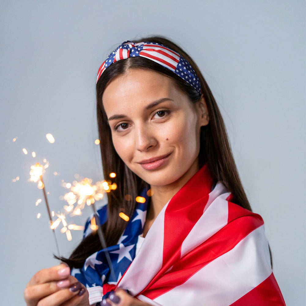 HEPOCAT fabric pattern showing red white blue flag and star print clarity
