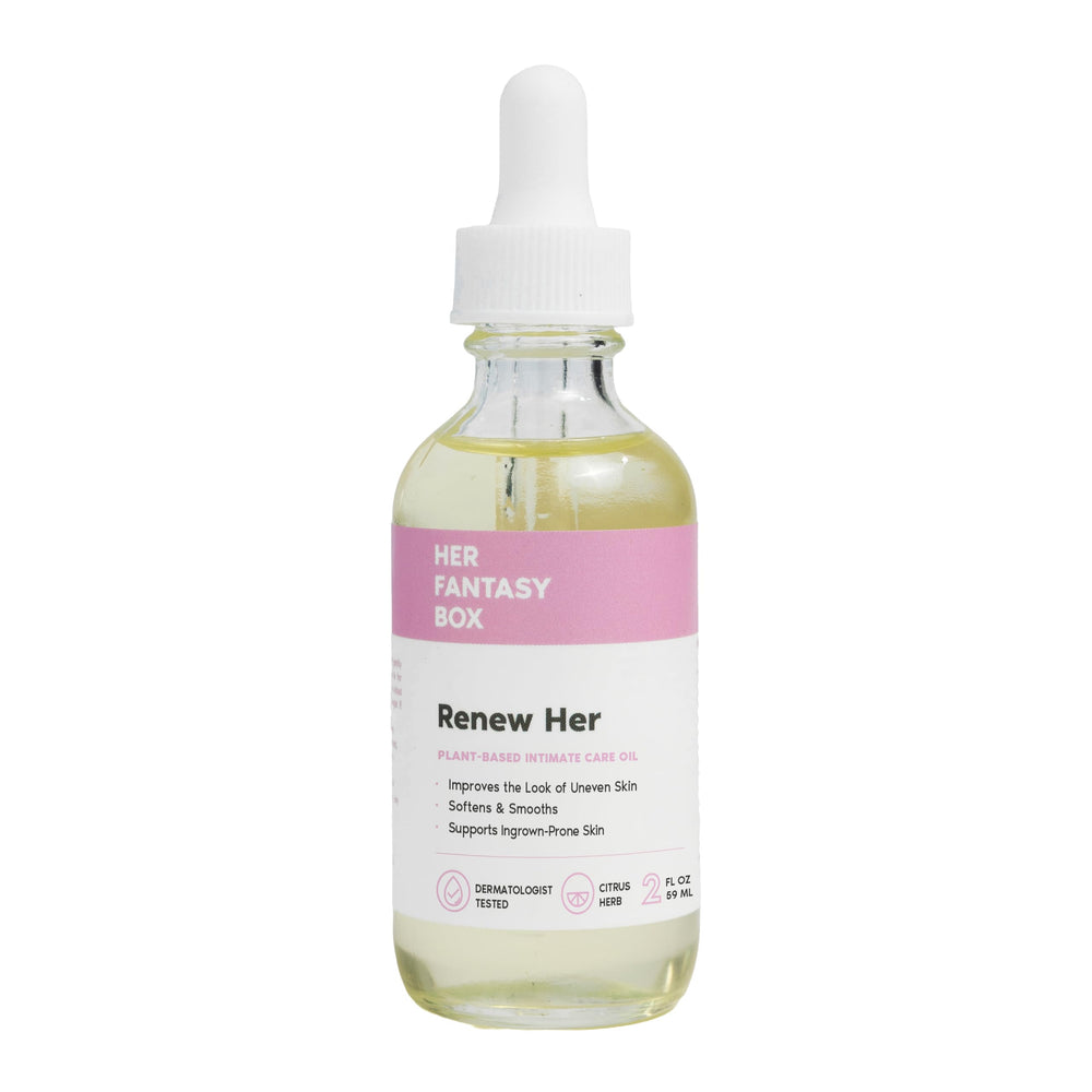 Her Fantasy Box front bottle showing product and calming design for intimate care