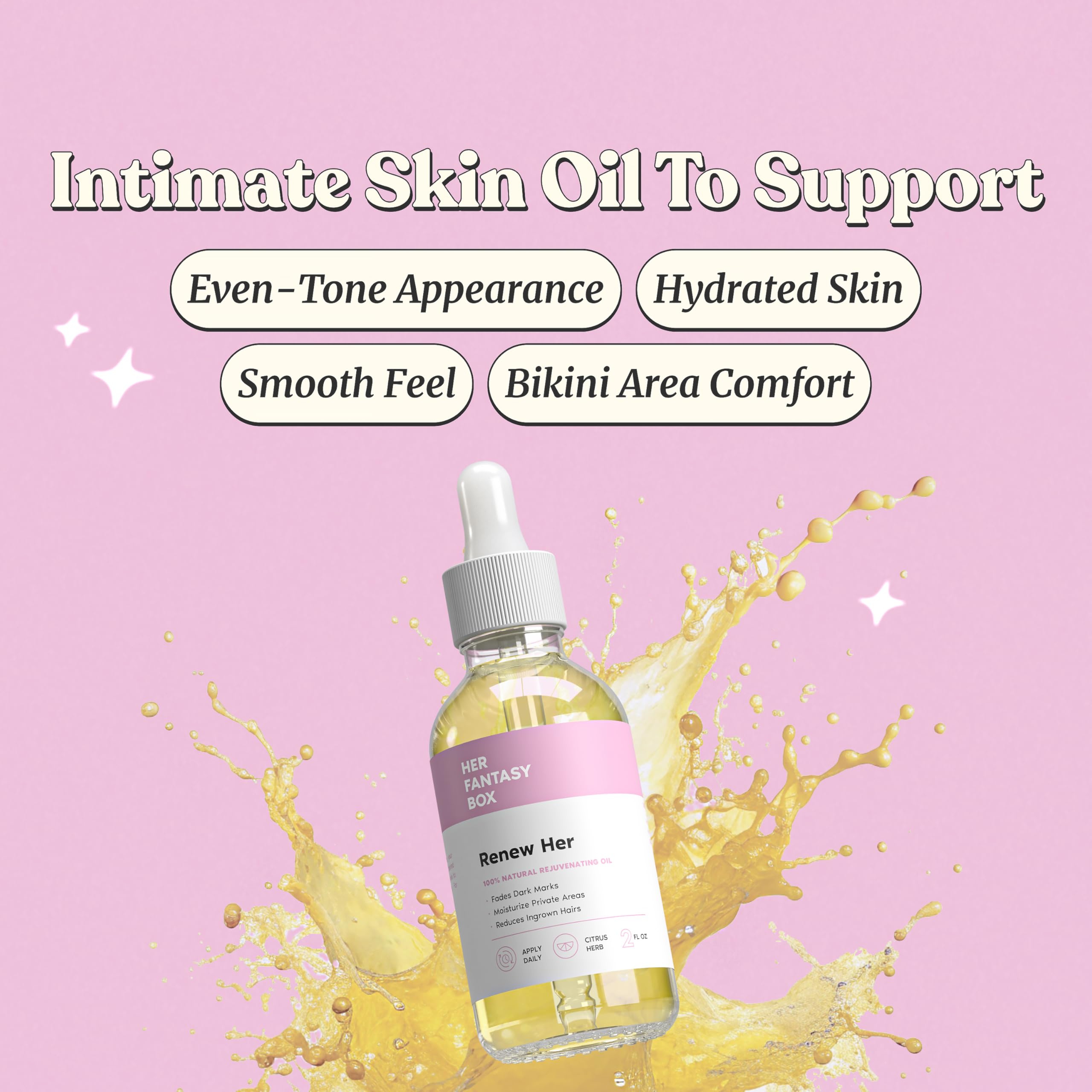 Her Fantasy Box label closeup highlighting natural formulation and benefits