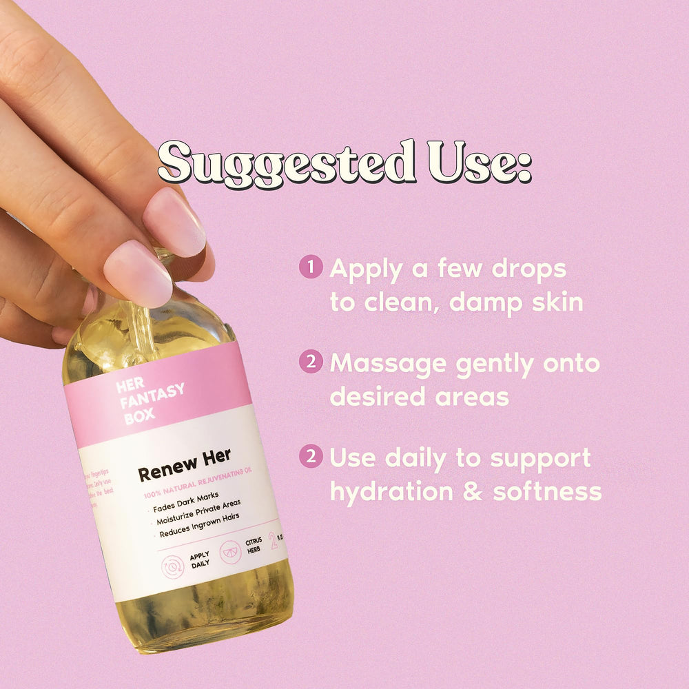 Her Fantasy Box oil droplet texture illustrating lightweight, fast-absorbing hydration
