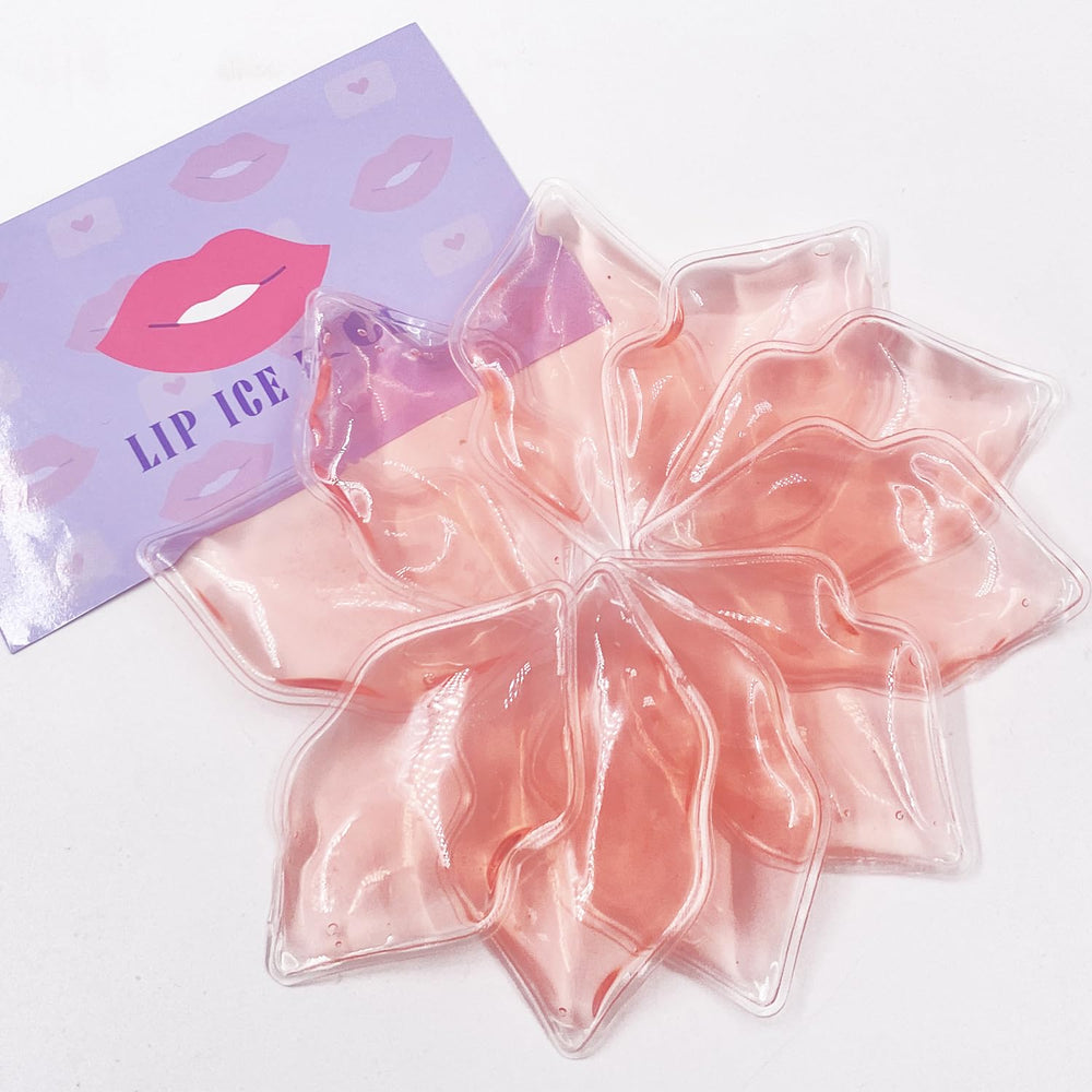 Herb Life lip ice pack next to a hand showing compact, travel-friendly size