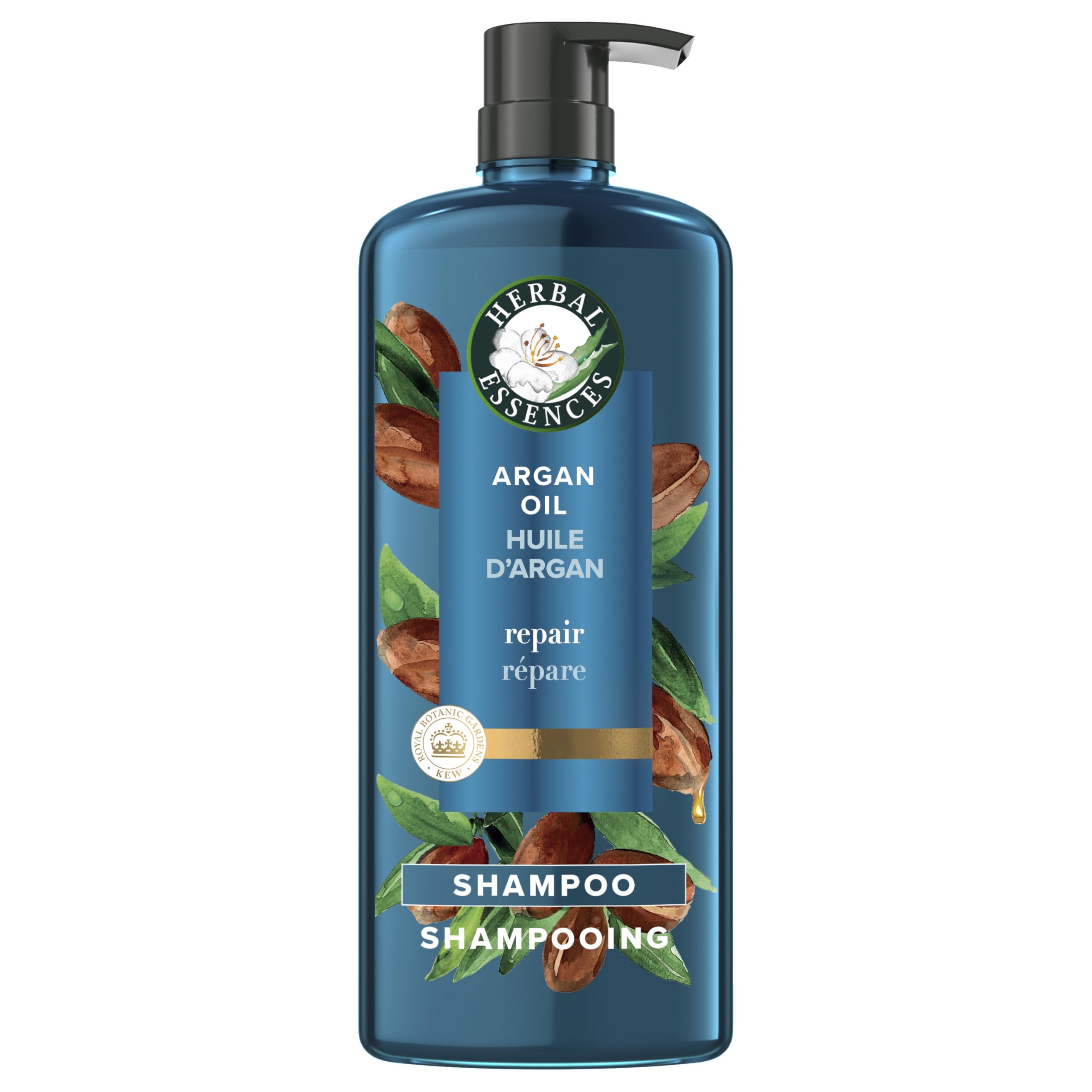 Herbal Essences bottle front packaging showing product and benefits