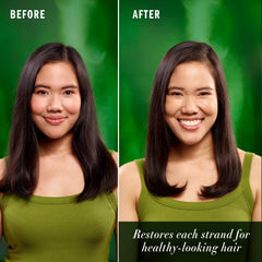 Herbal Essences before and after ends, reduces frizz and visible damage