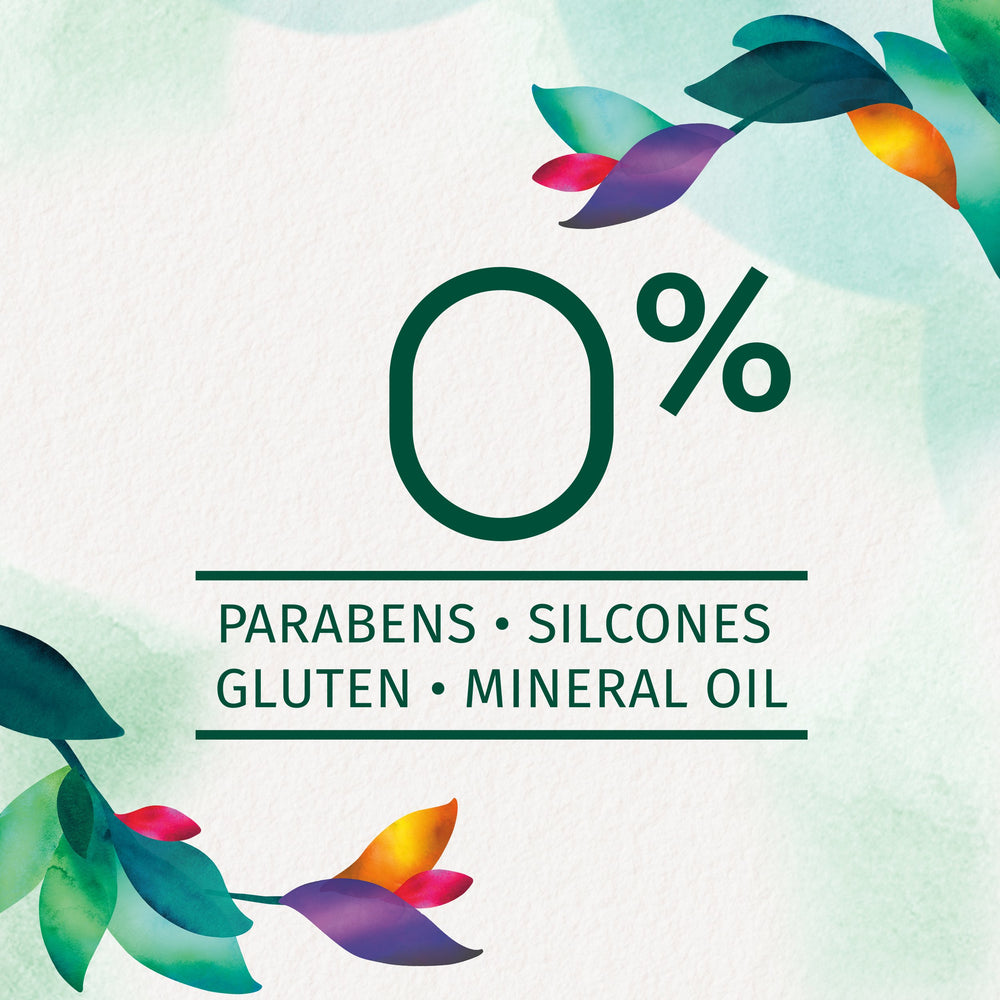 Herbal Essences label detail showing ingredients highlights paraben- and silicone-free benefit