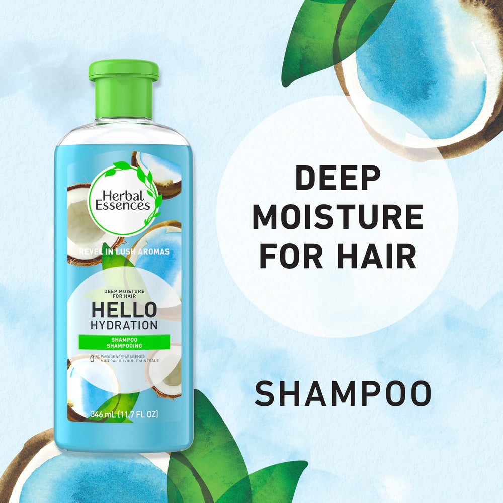Herbal Essences back label with ingredient list and dermatologist-tested benefit visible