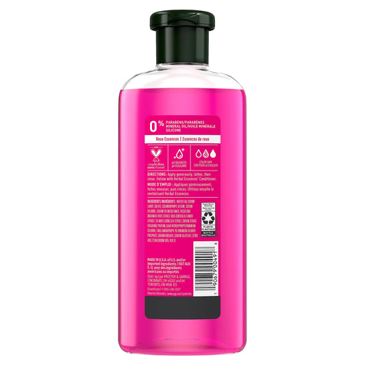 Herbal Essences back label highlighting ingredients and usage benefit