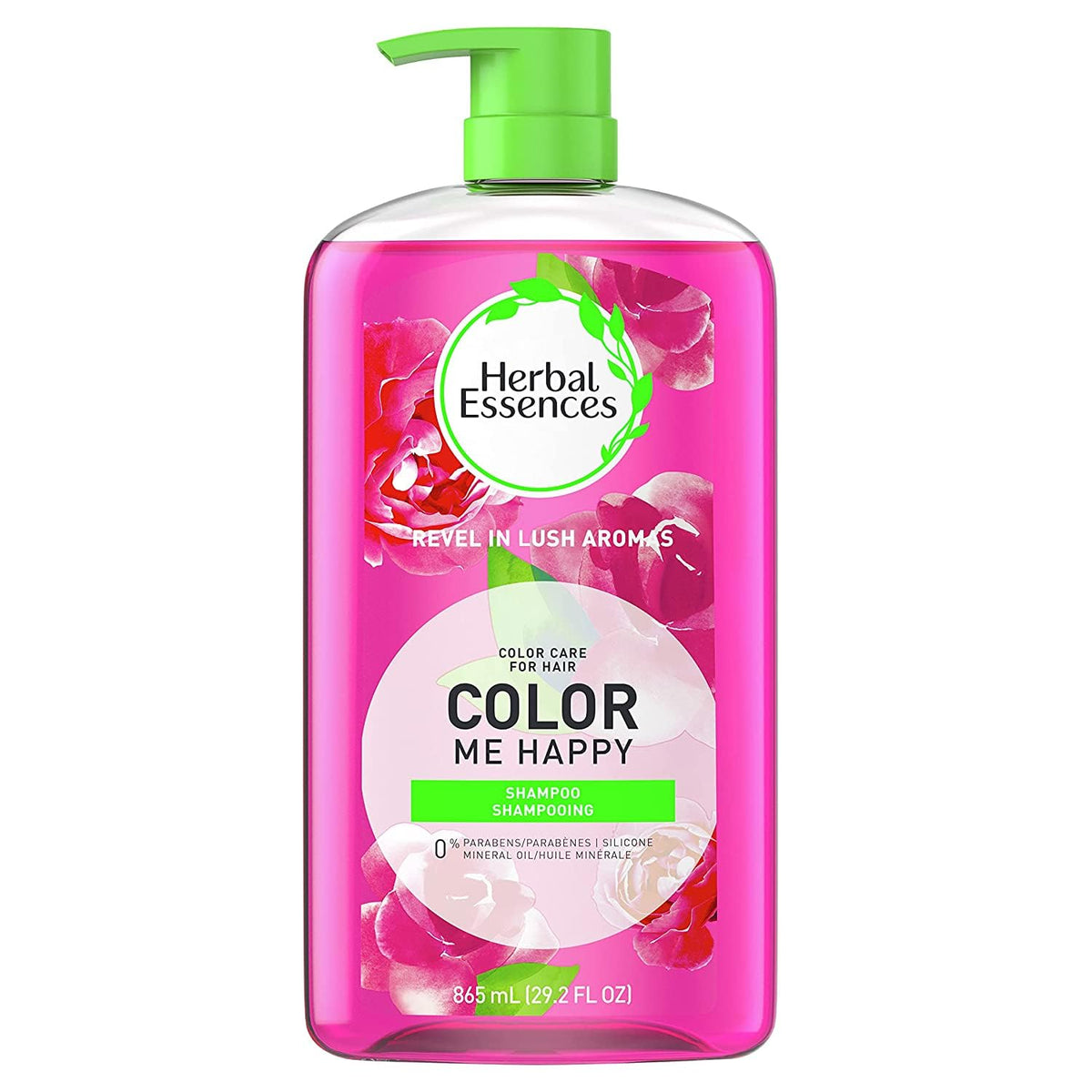 Herbal Essences front bottle showing product and vibrant label benefits