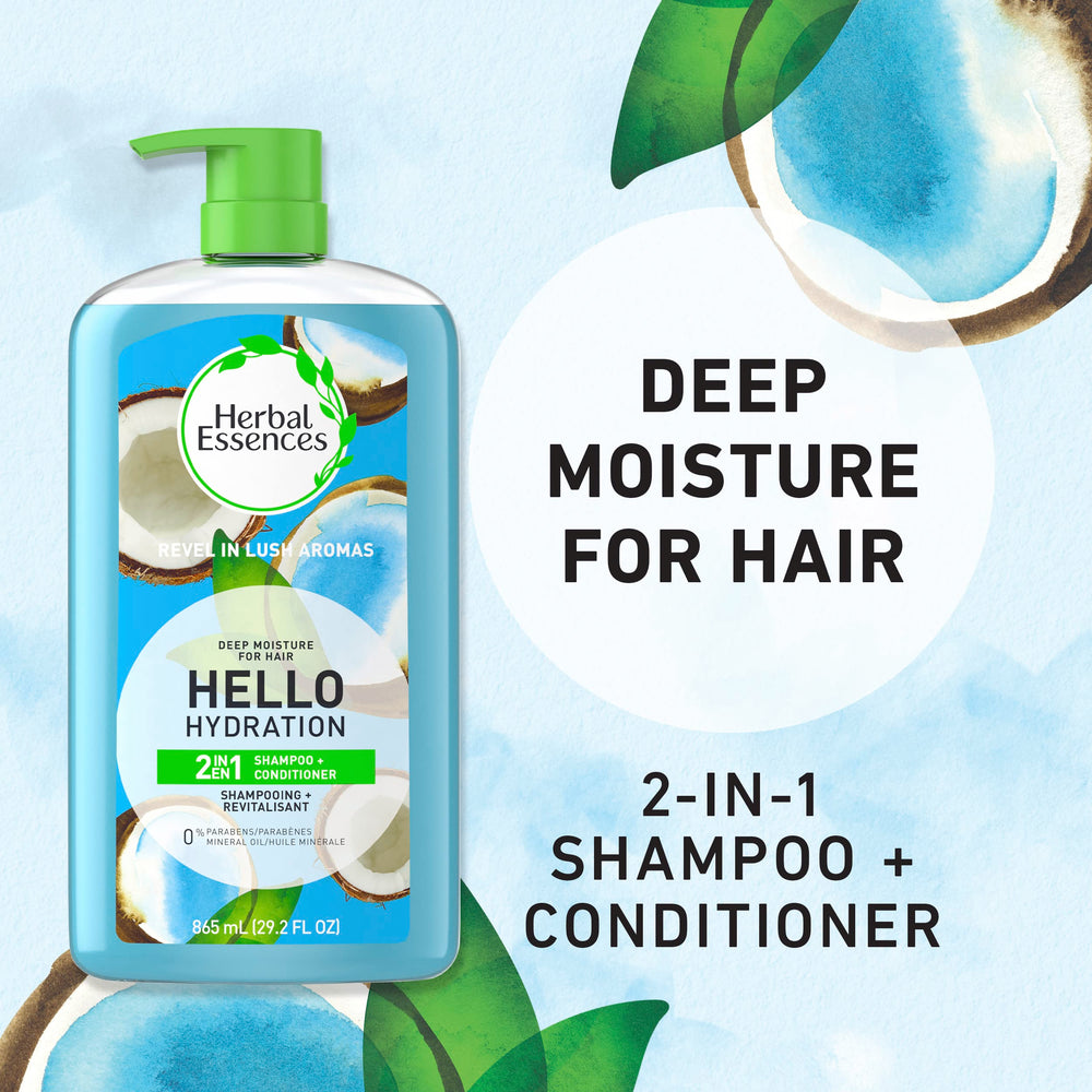 Herbal Essences back label with ingredients and clear usage directions