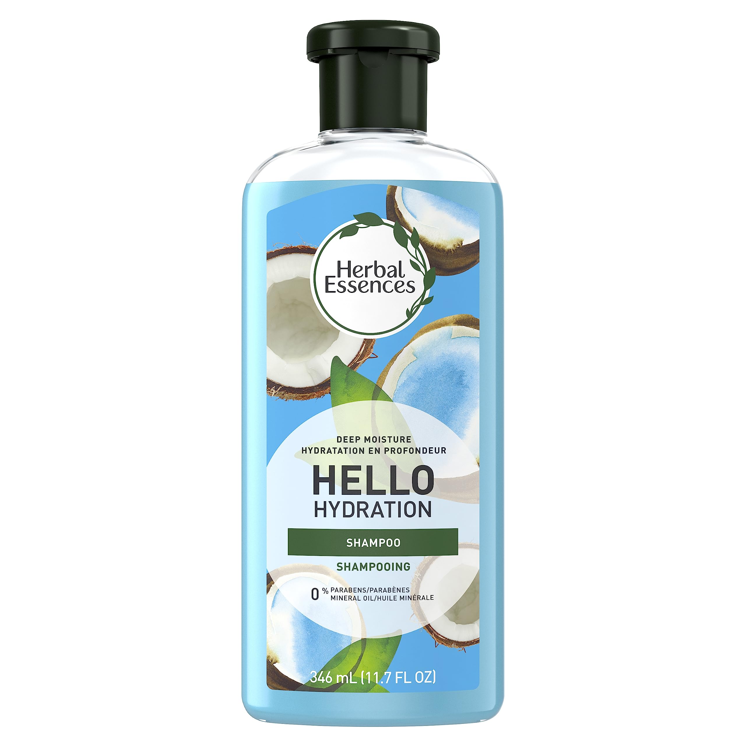 Herbal Essences front bottle view showing label and recyclable claim and inviting design