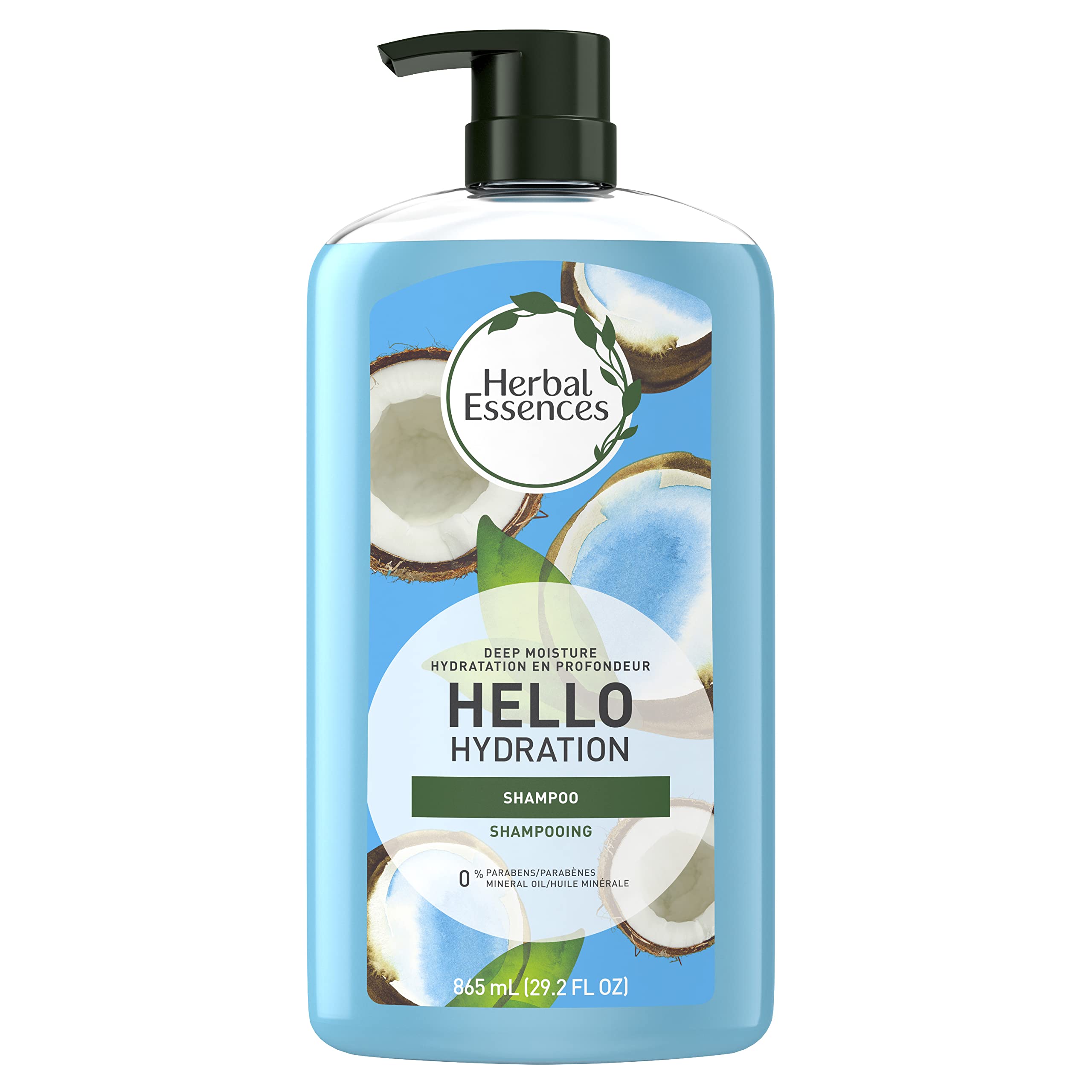 Herbal Essences front bottle showing product label and size, clear hydration benefit