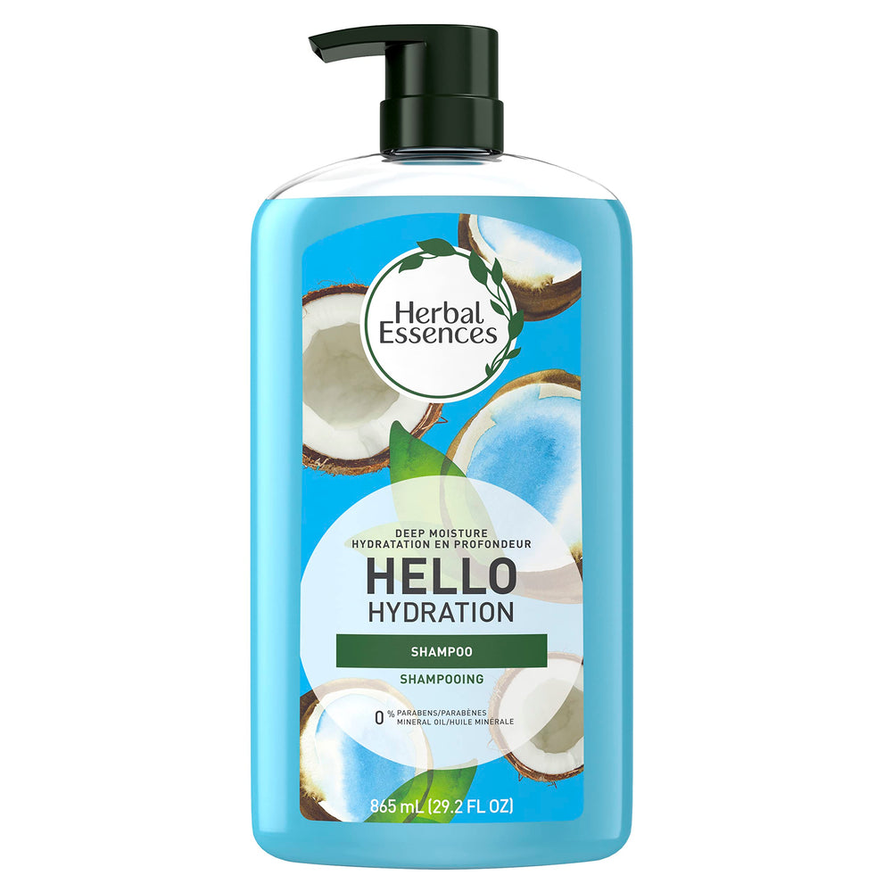 Herbal Essences front bottle showing product label and size, clear hydration benefit