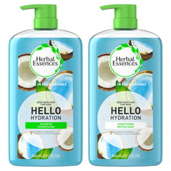 Herbal Essences front packaging showing two 29.2 fl oz bottles and coconut scent benefit