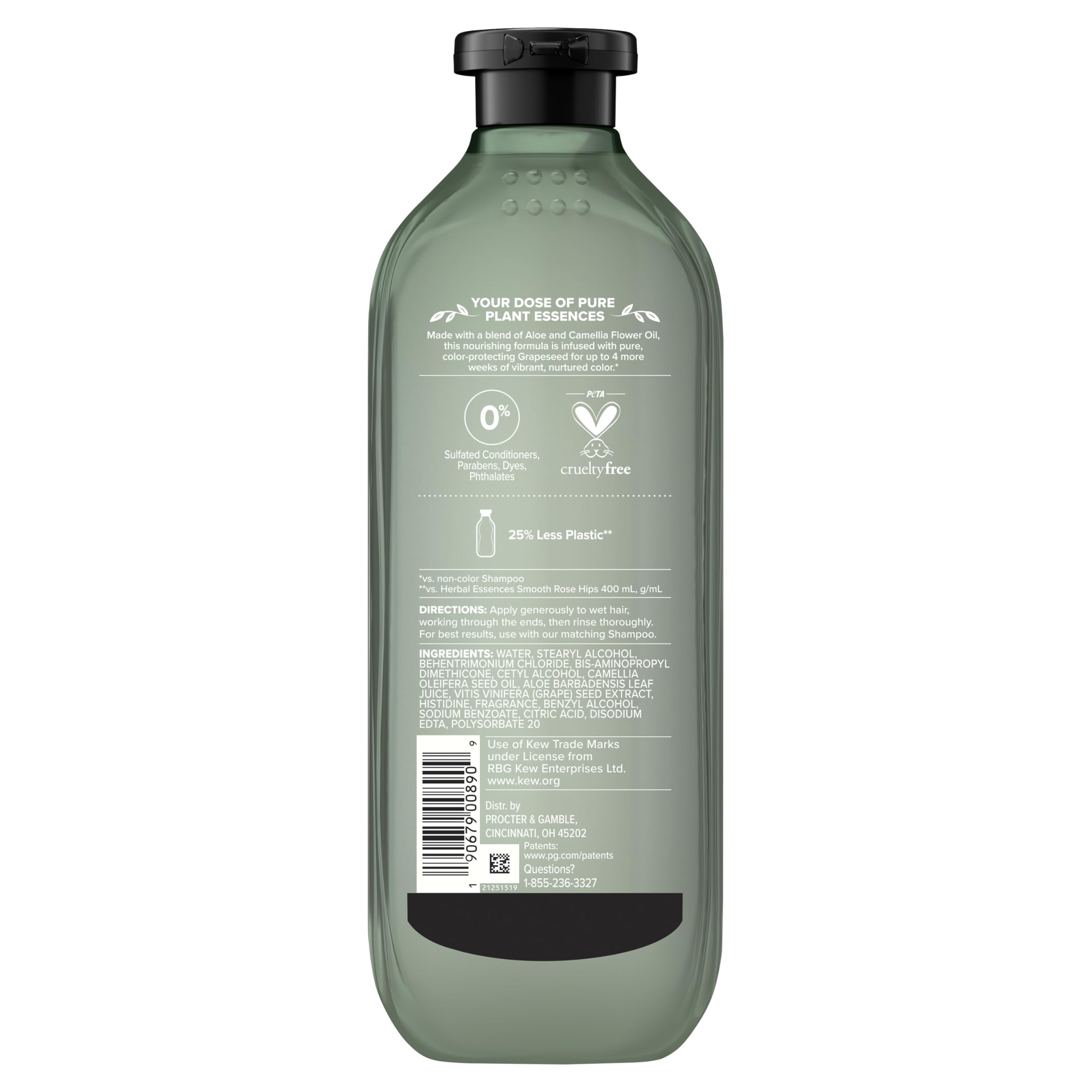 Herbal Essences bottle on bathroom shelf styled with plants for natural feel