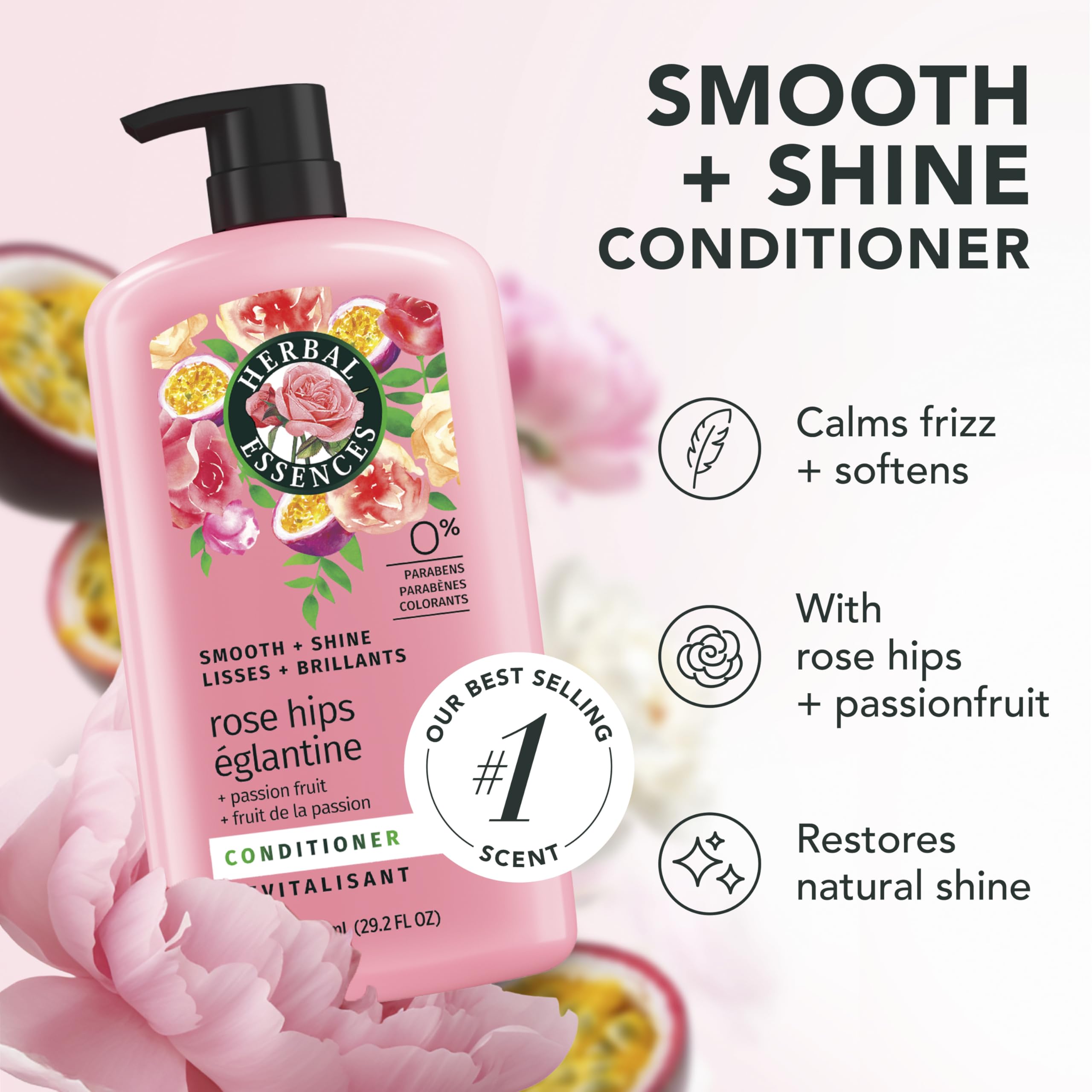 Herbal Essences open cap with conditioner pour, shows creamy texture and control