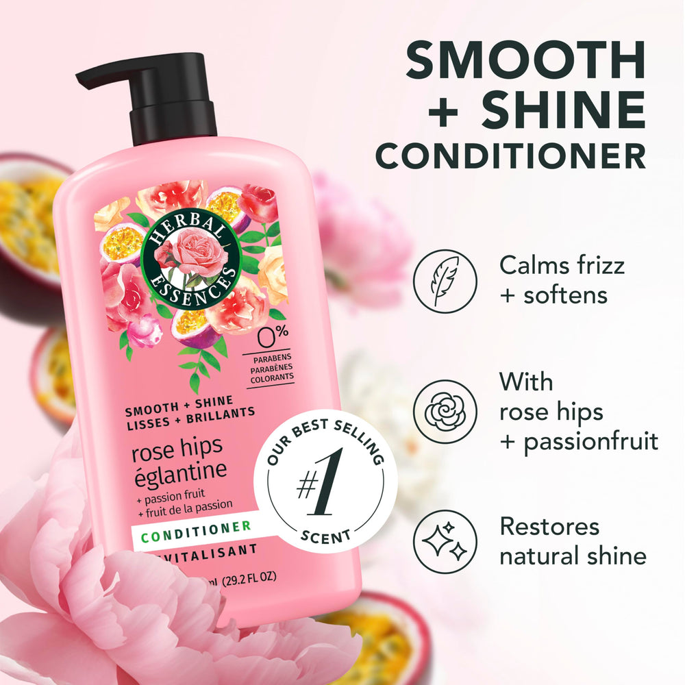 Herbal Essences open cap with conditioner pour, shows creamy texture and control