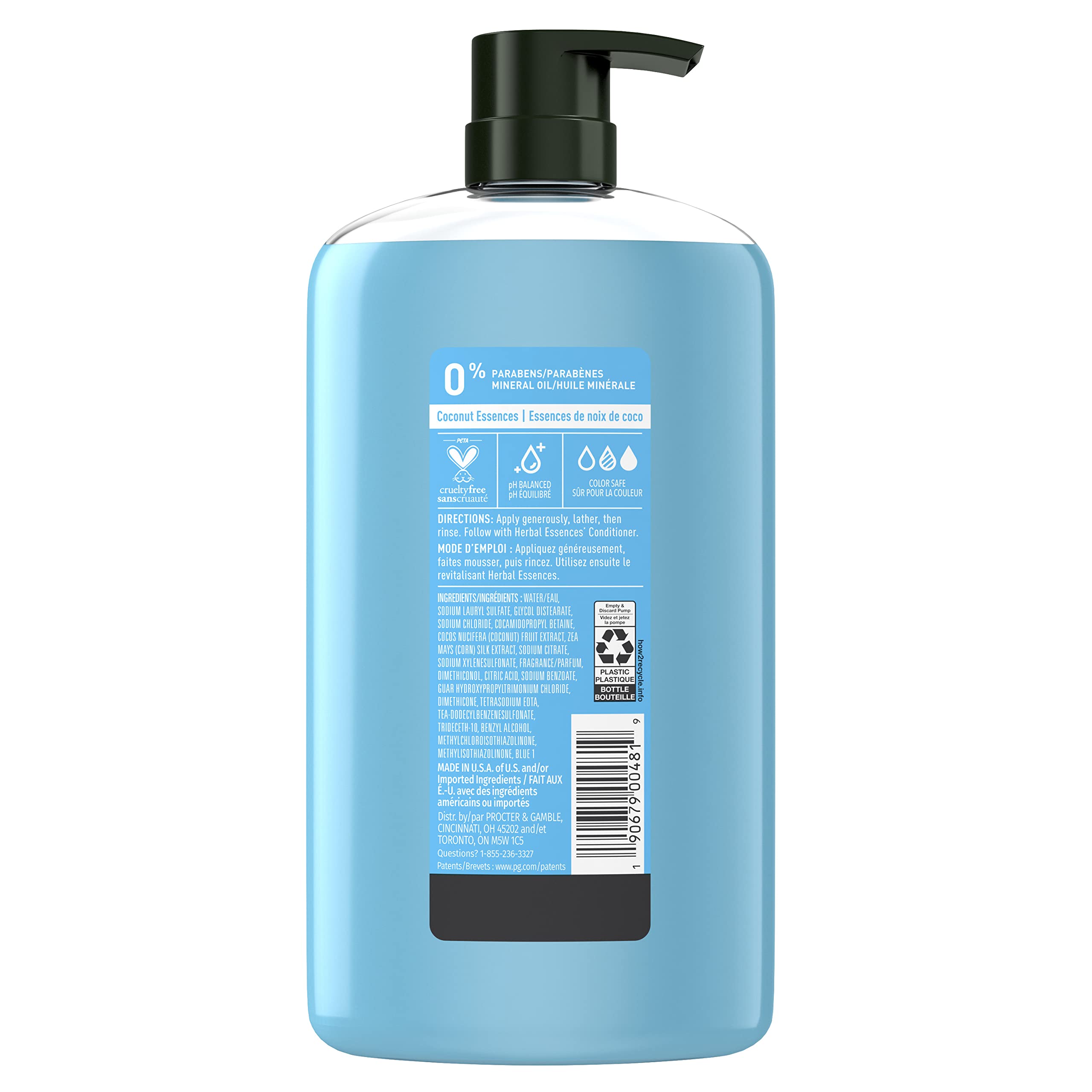 Herbal Essences pump close-up dispensing shampoo for easy use and portion control