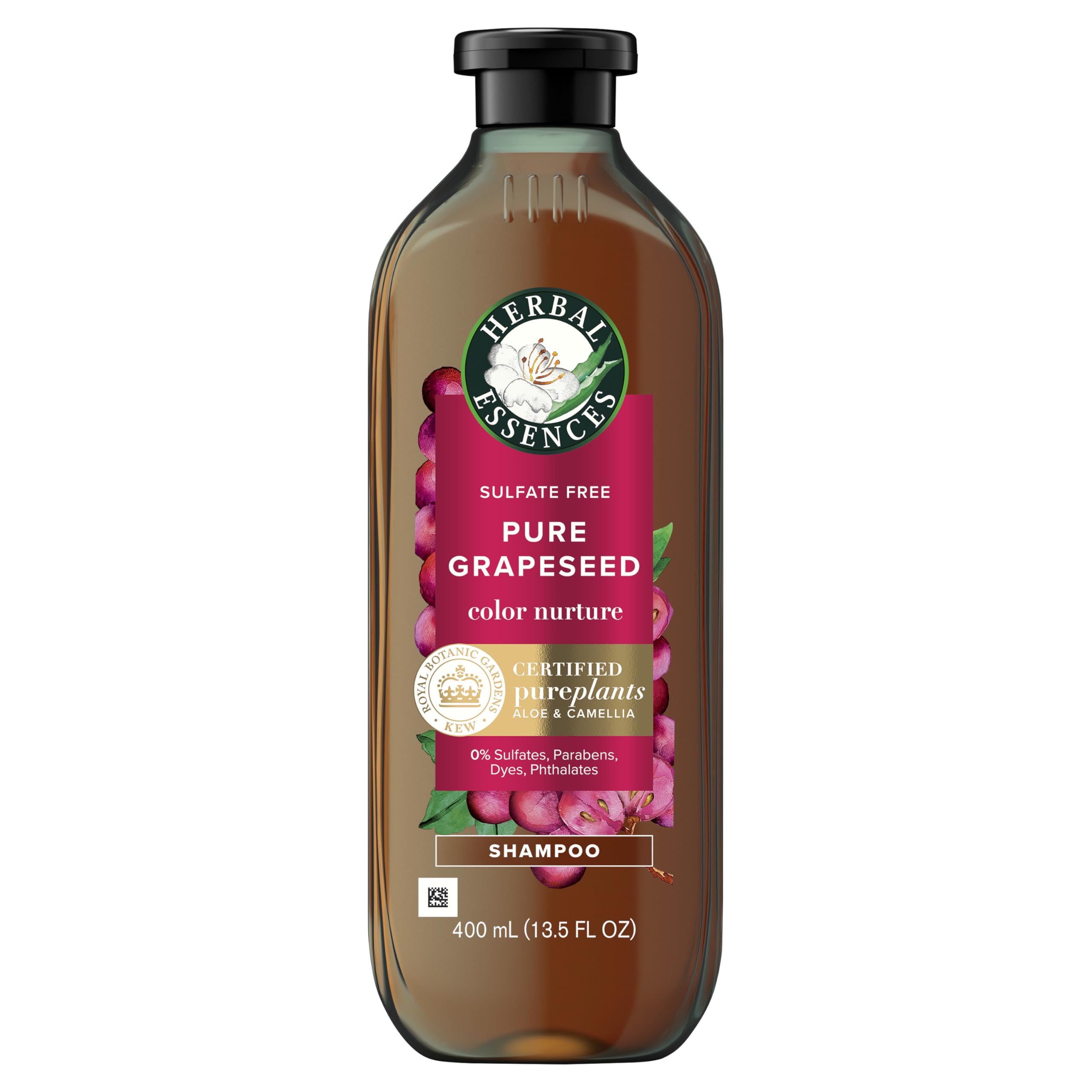 Herbal Essences bottle front packaging shows clean botanicals and benefits