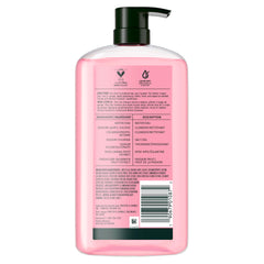 Herbal Essences bottle staged in bathroom lifestyle scene conveying fragrant, shiny results
