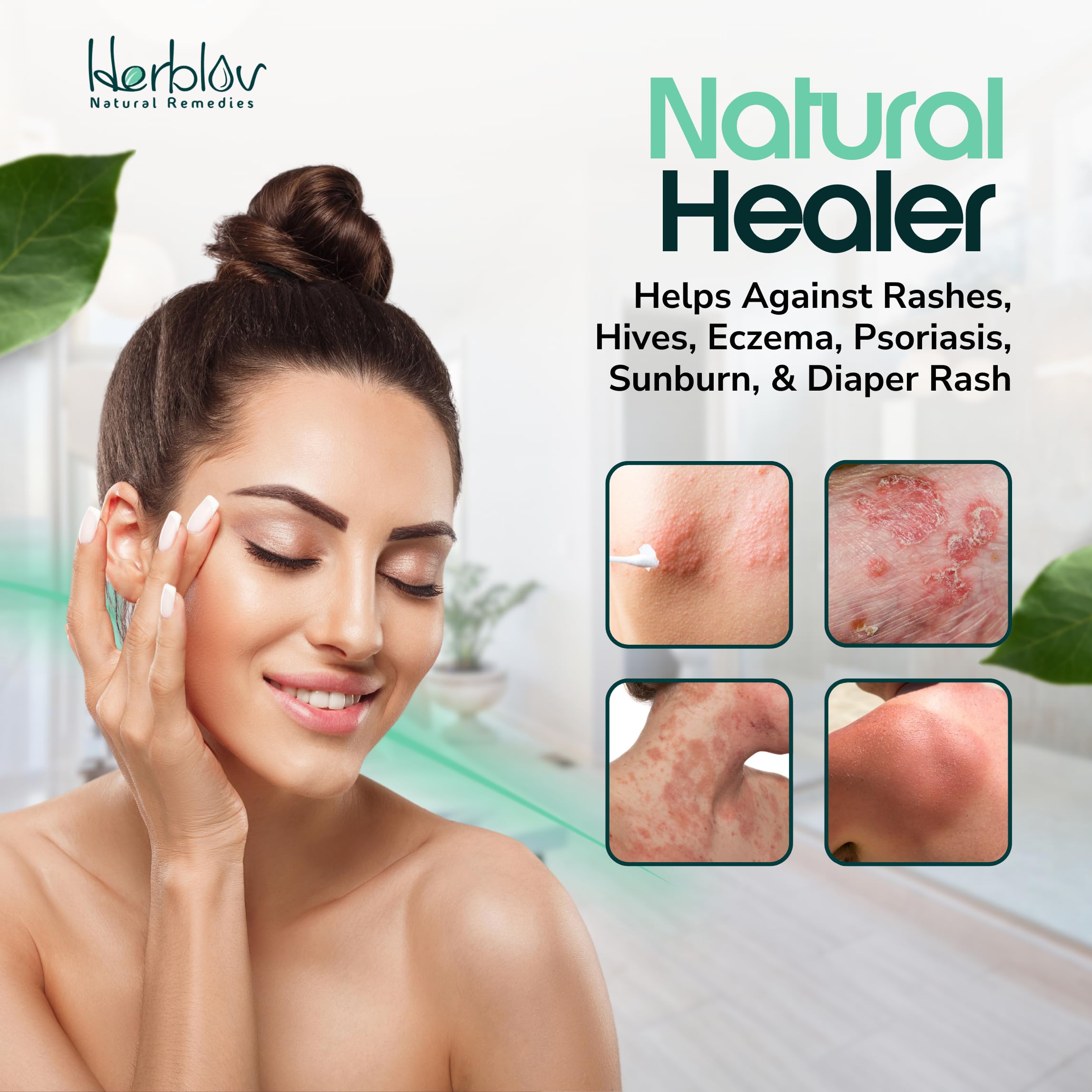 Herblov applying balm on hand to show immediate smoothing benefit