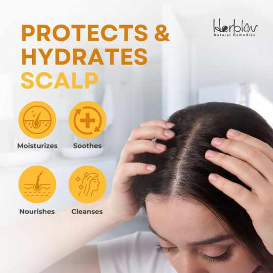 Herblov close-up pump label highlighting natural ingredients and clarity
