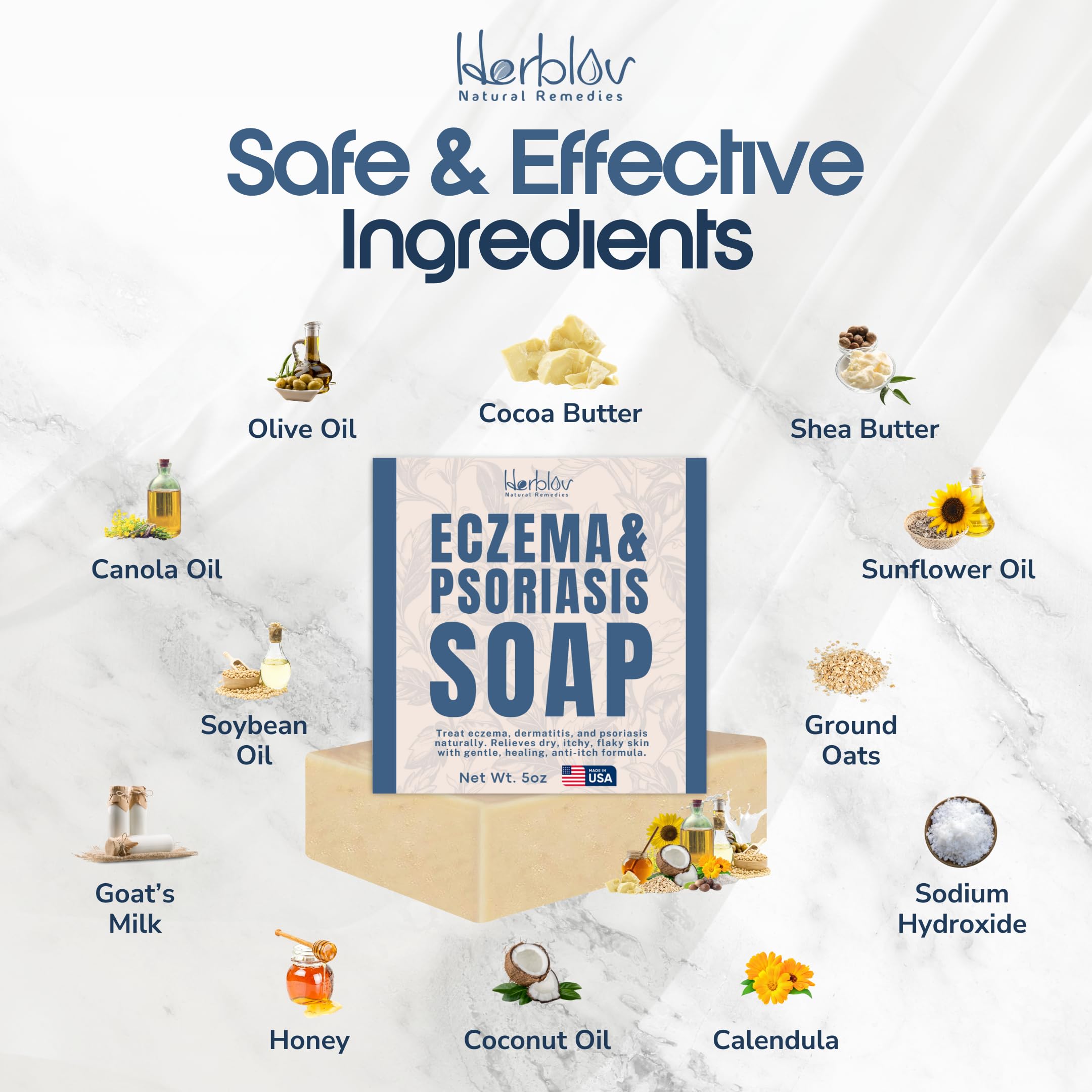 Herblov soap with oatmeal and calendula ingredients emphasizing natural comfort