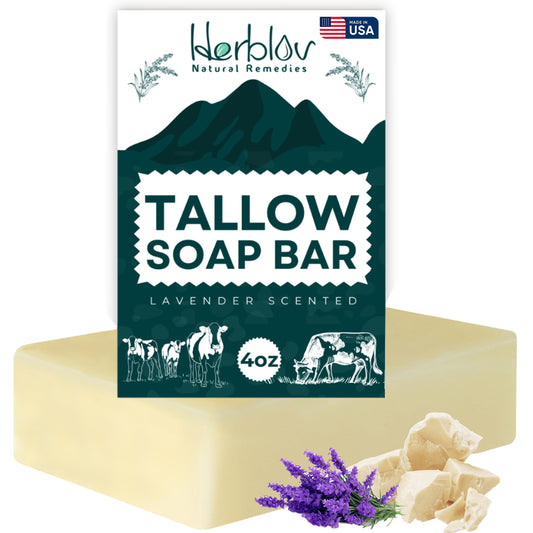 Herblov front-facing soap bar showing smooth surface and natural color, nourishing cleanse
