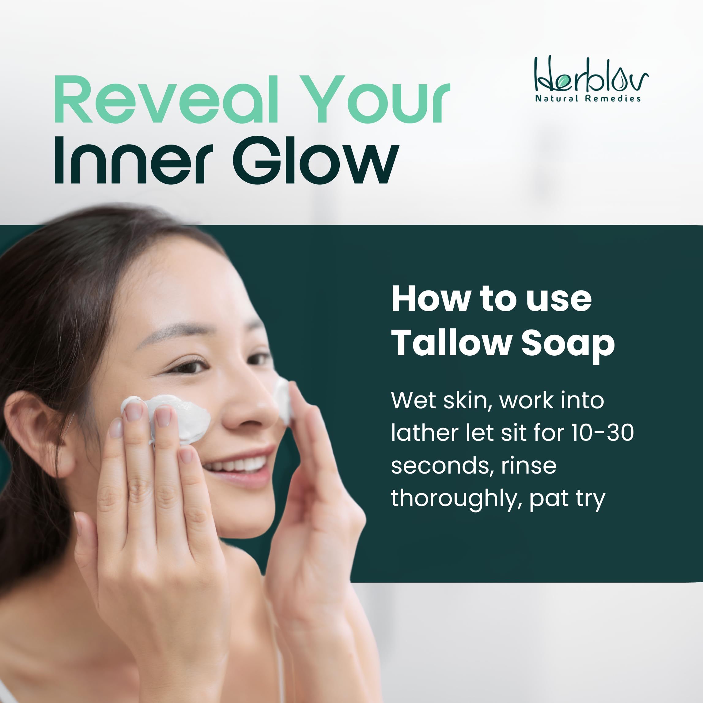 Herblov label close-up highlighting unscented, dye-free features for sensitive skin safety