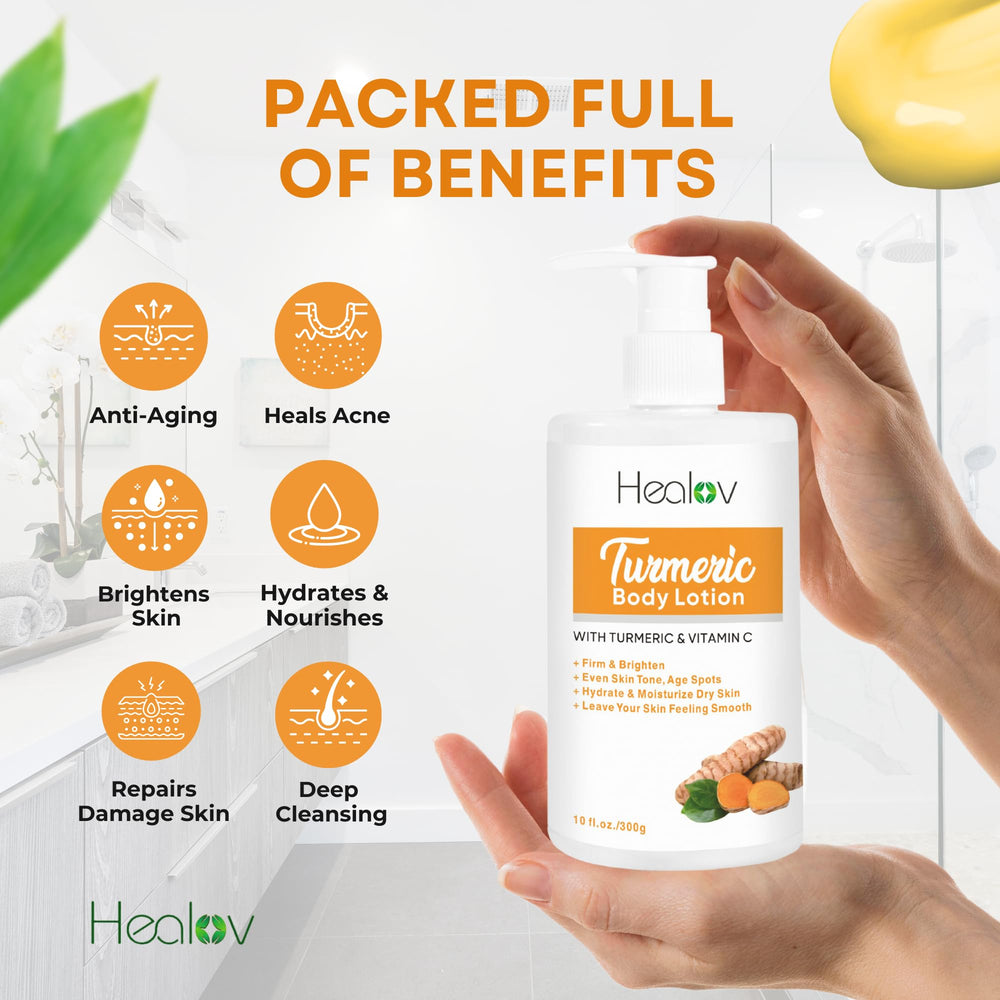 Herblov dispensing lotion into hand for easy application benefit