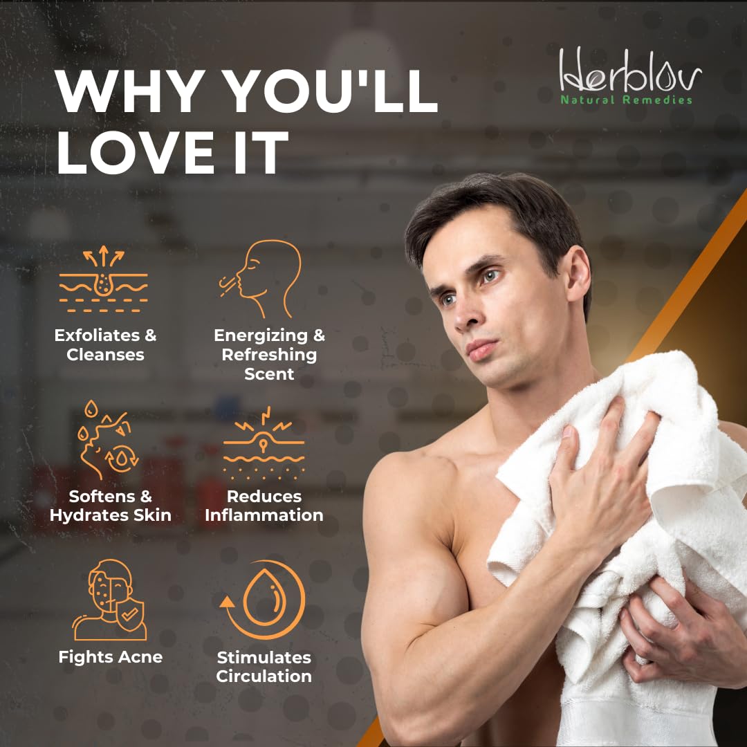 Herblov soap lathered in mechanic's hand, shows effective grease removal benefit
