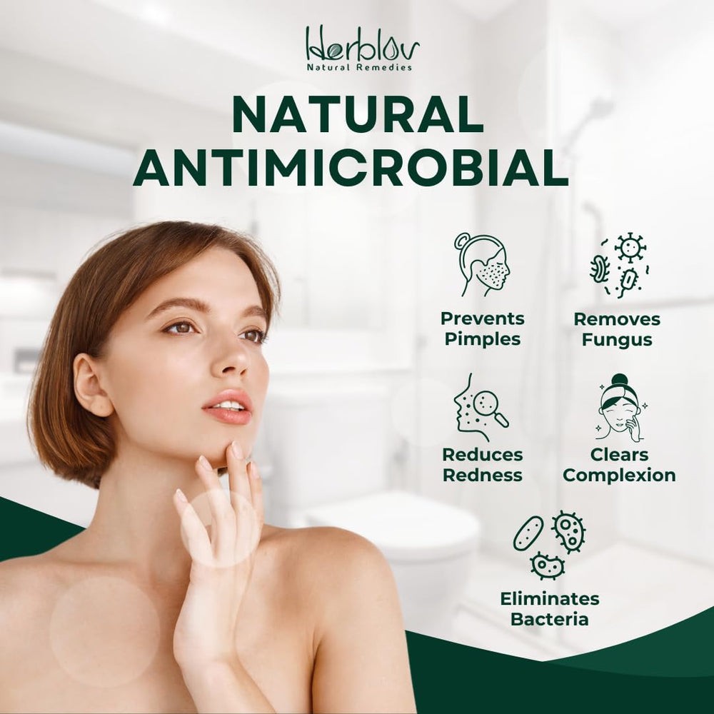 Herblov tea tree soap face application showing gentle cleansing and clearer skin feel