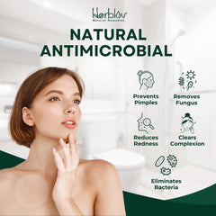 Herblov tea tree soap face application showing gentle cleansing and clearer skin feel