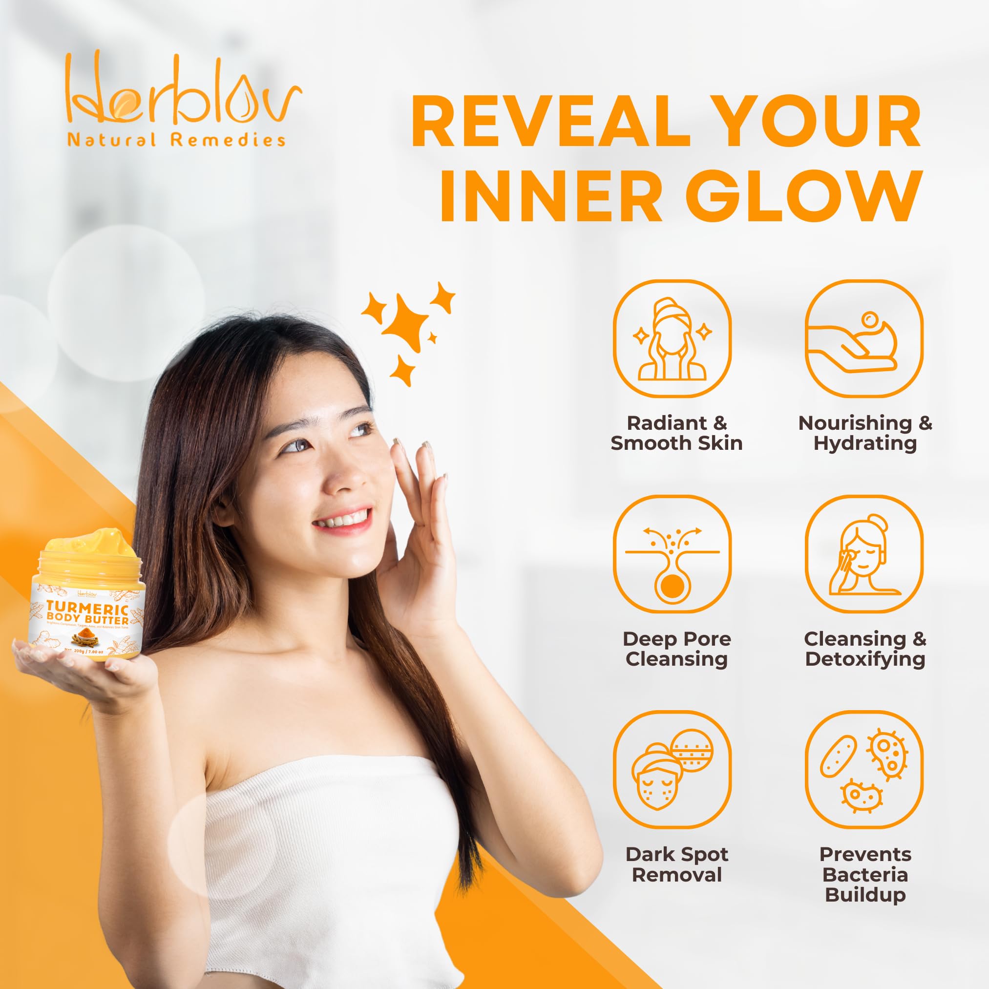 Targeted application of Herblov on body spots illustrating spot-fading use