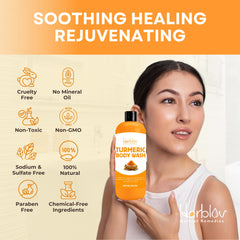 Herblov turmeric powder ingredient shot emphasizing natural brightening