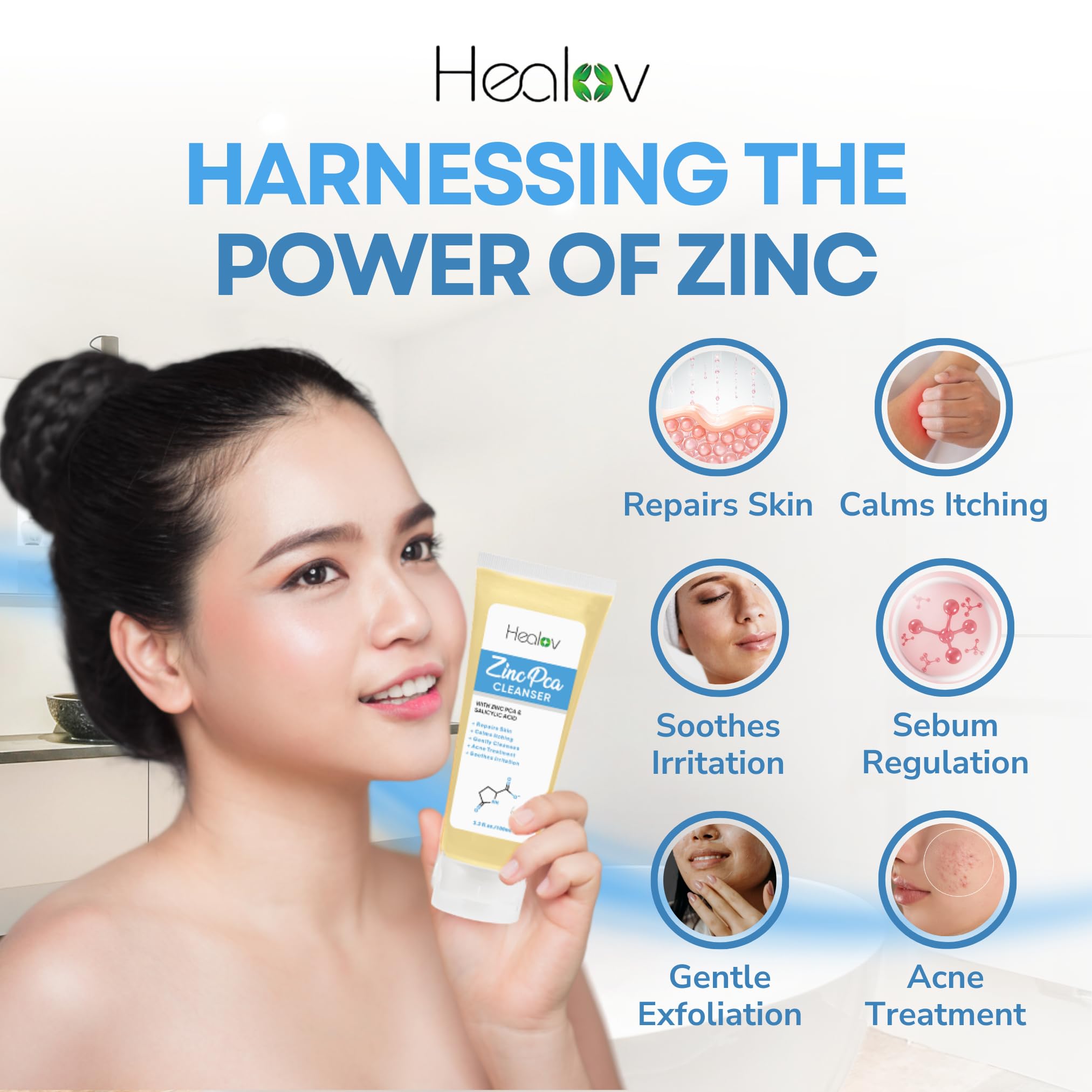 Herblov zinc face wash rich lather close-up demonstrating gentle cleansing
