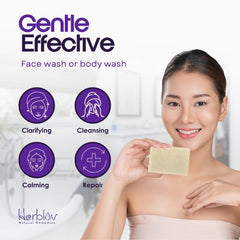 Ingredient label of Herblov zinc soap bar highlighting zinc pyrithione