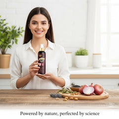 Herbs Botanica scalp application demonstrating massage for improved nutrient delivery