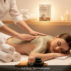 Herbs Botanica clay being added to a bath for a relaxing soak