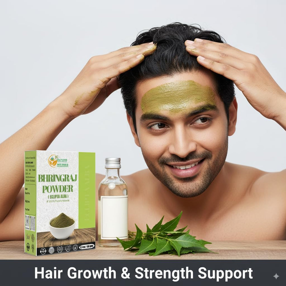 Herbs Botanica bhringraj paste in bowl ready for mask showing easy DIY use