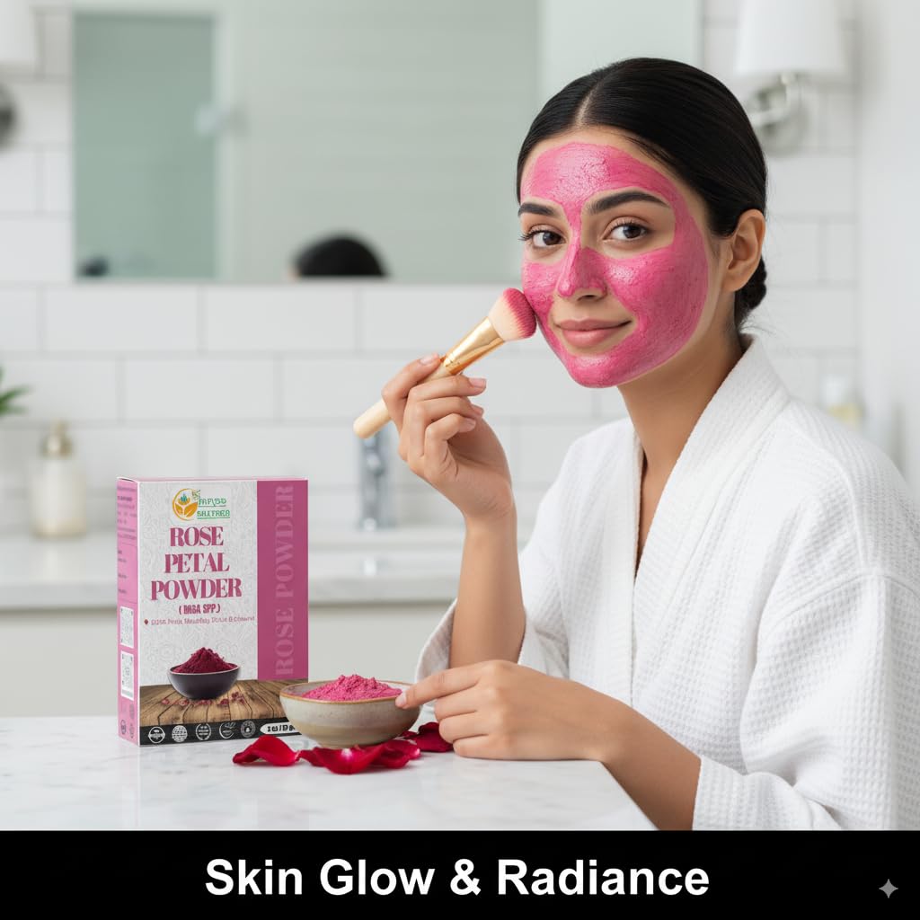 Herbs Botanica close-up texture of finely milled rose powder for smooth mixing