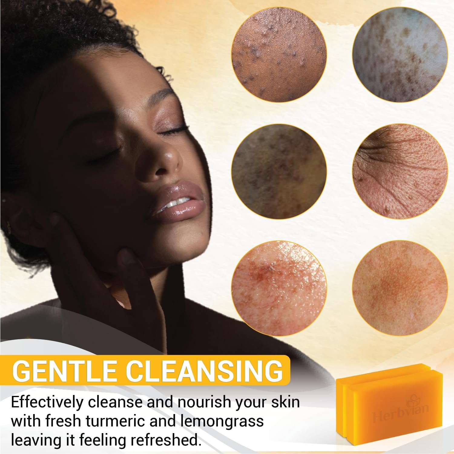 Herbvian soap on bathroom shelf conveying everyday lifestyle use