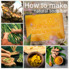 Herbvian lemongrass stalks and soap illustrating refreshing aroma