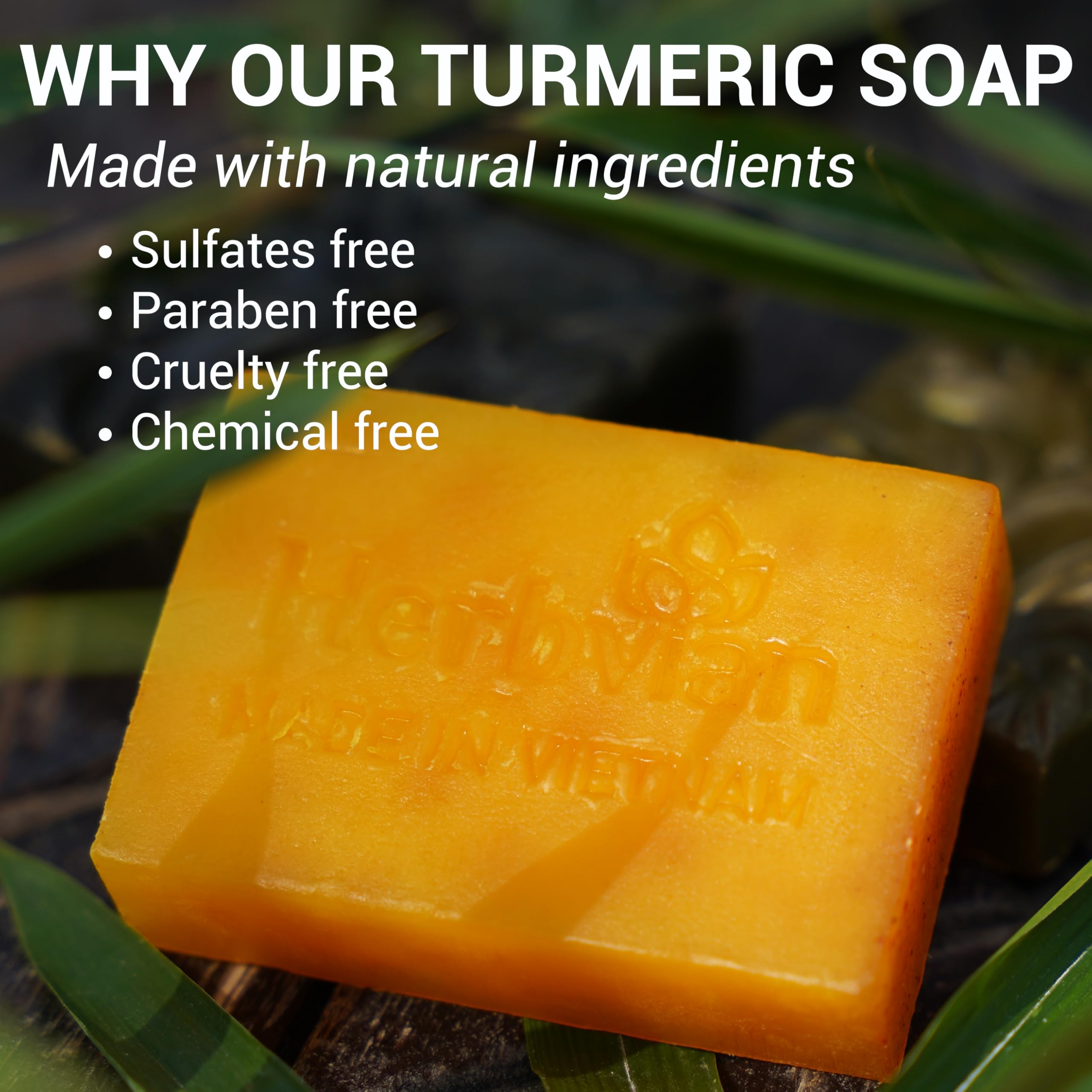 Herbvian single soap bar front view indicating gentle cleansing