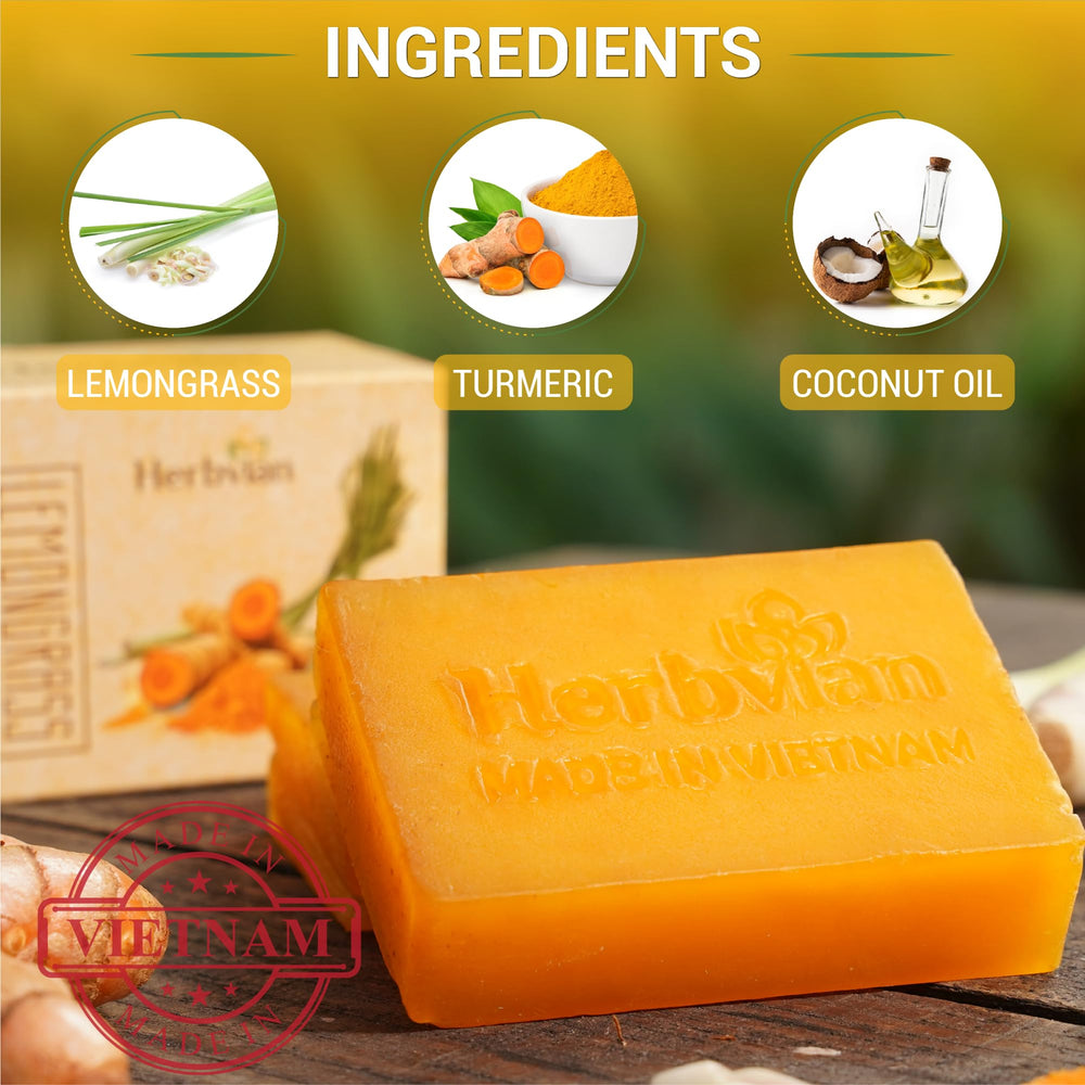 Herbvian close-up texture with turmeric speckles for natural exfoliation