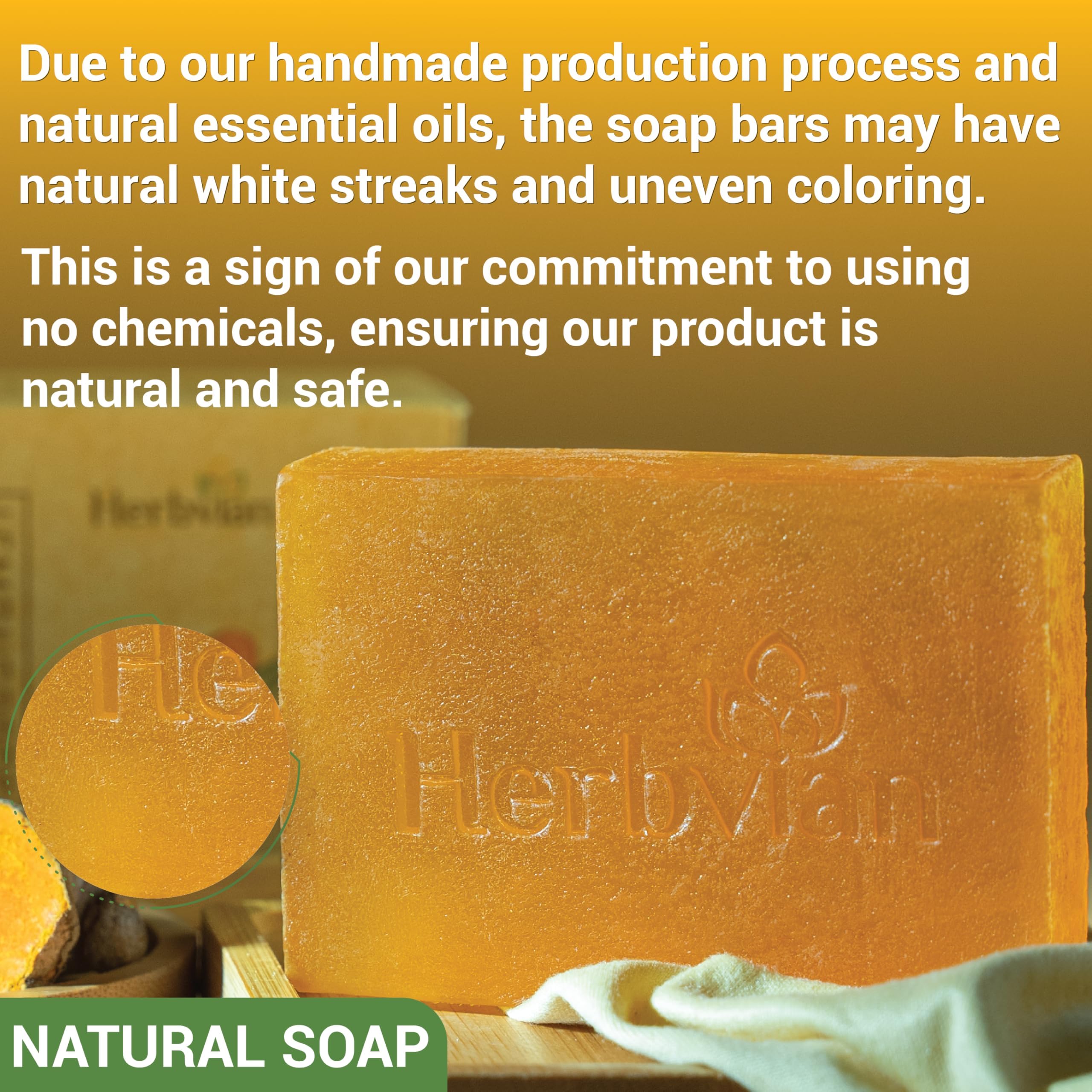 Herbvian two unwrapped bars on wood highlighting sustainable packaging