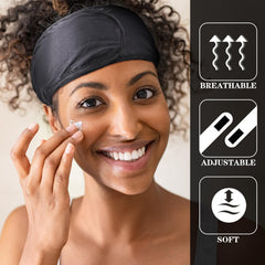 Hercicy close-up satin texture highlighting smooth fabric that reduces hair friction