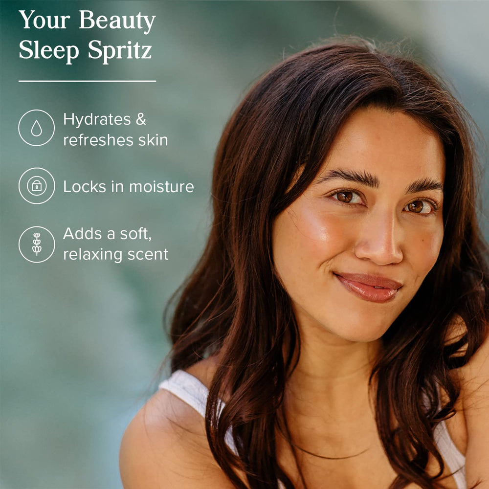 HERITAGE STORE mist spraying onto skin demonstrating refresh benefit