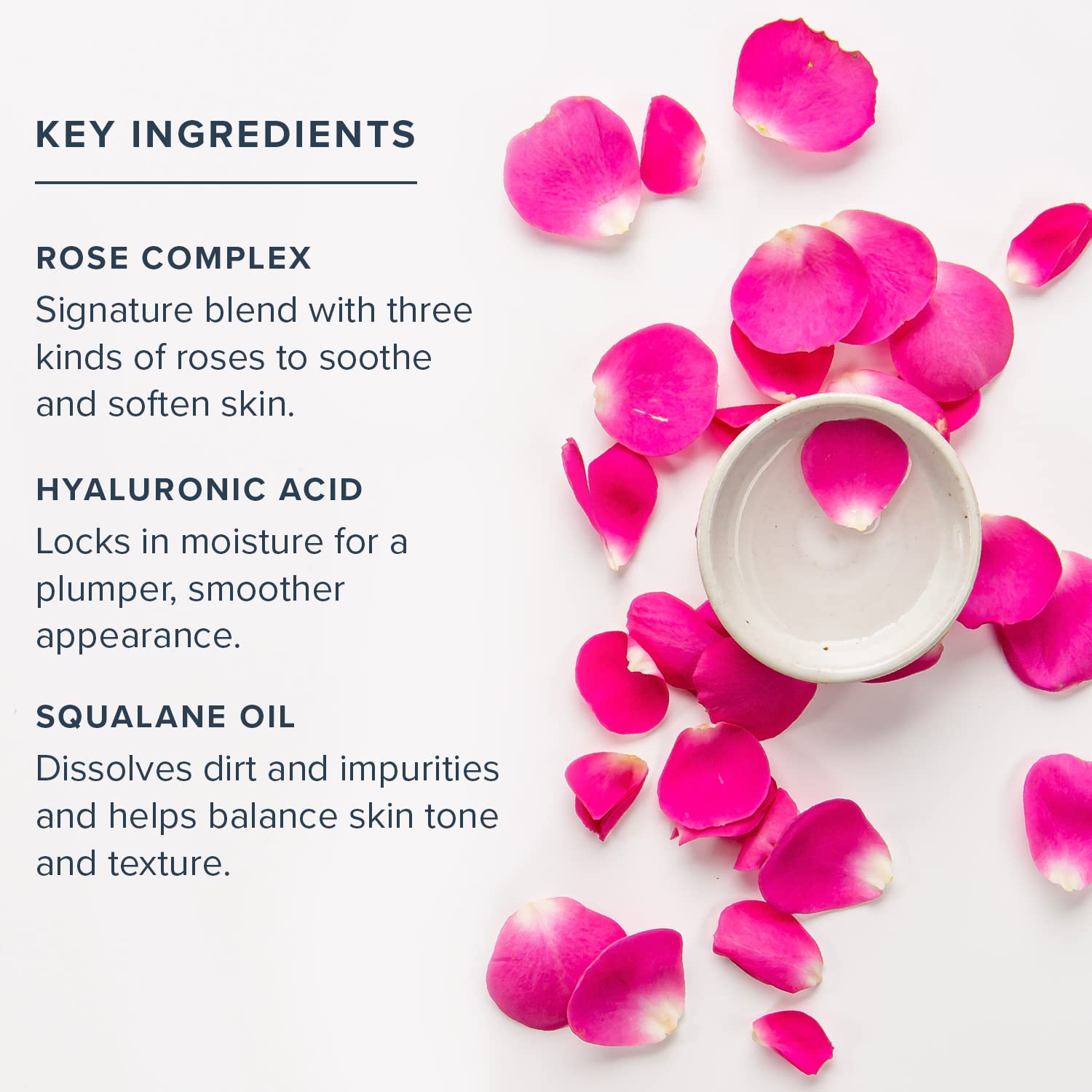HERITAGE STORE milky texture of Rosewater Facial Cleanser on fingertip showing gentle hydration before rinsing