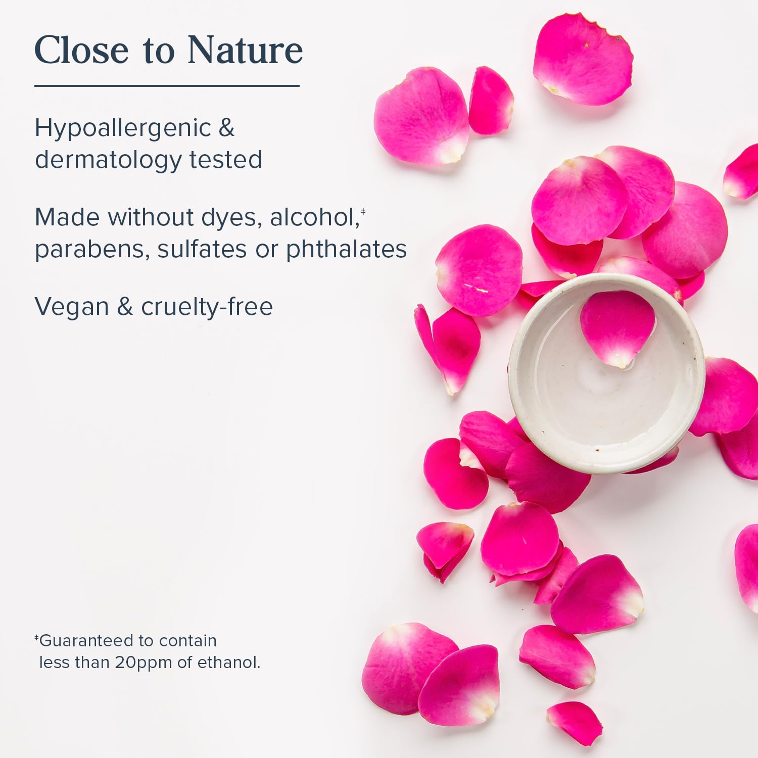 Heritage Store rosewater toner fine mist spraying onto face for instant refresh